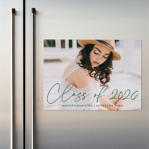 Convite Classe de Graduação de Fotos de Script Verde Mod