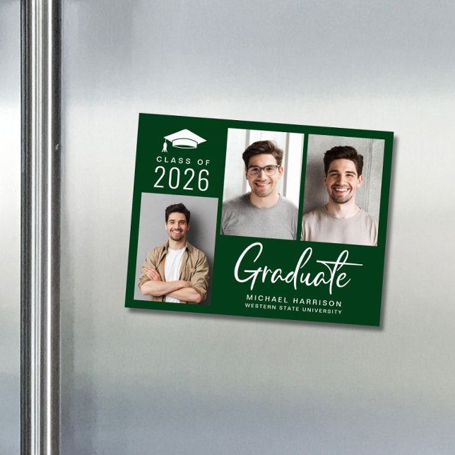 Convite Classe Moderna de Graduação Verde de Foto 2025 (Criador carregado)