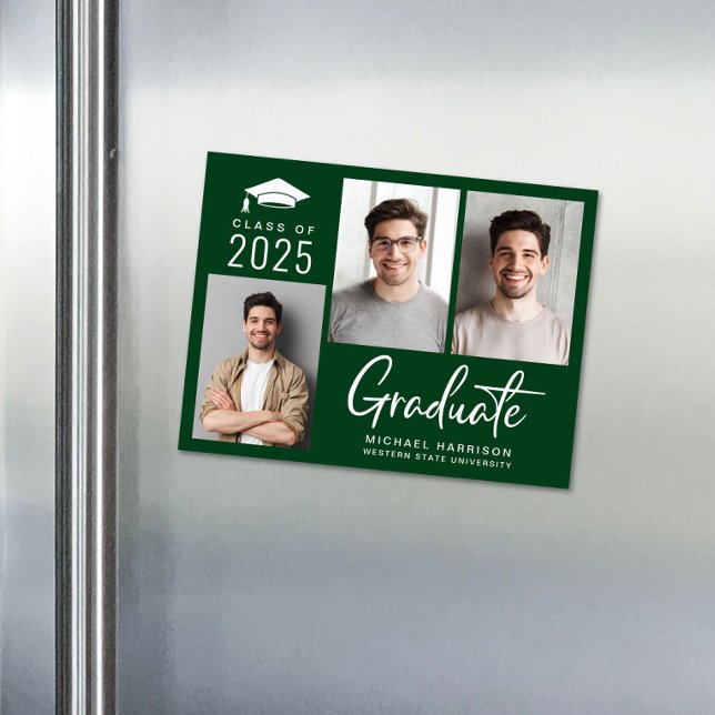 Convite Classe Moderna de Graduação Verde de Foto 2025 (Criador carregado)