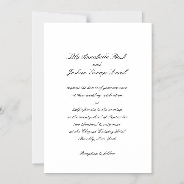 Convite Classic Black and White Timeless Wedding (Frente)