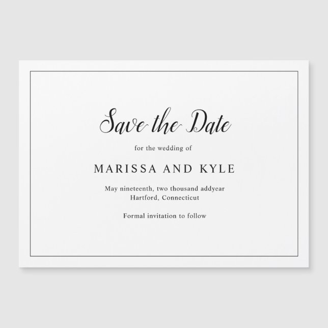Convite Clássico Casamento Elegante Salve o Dia (Frente)