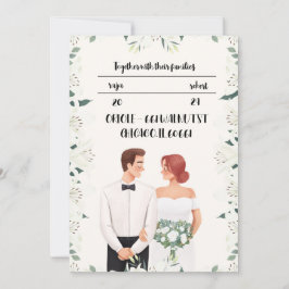 Convite clássico de casamento com linda flor