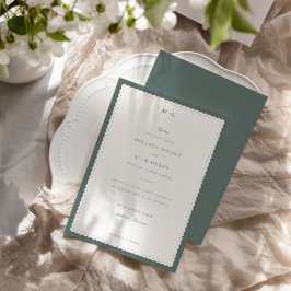 Convite Clássico de Casamento de Borda Escalonada