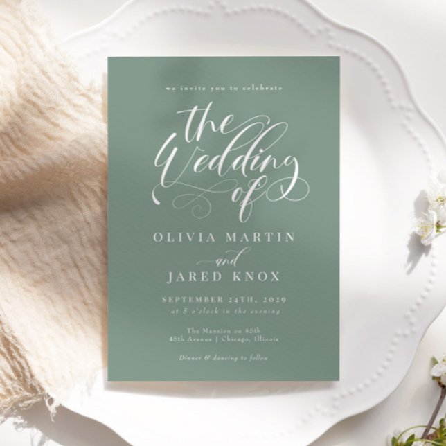 Convite Clássico De Casamento De Caligrafia Elegan (Criador carregado)