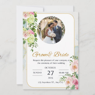 Convite Clássico De Casamento De Glam Na moda pe