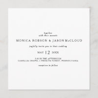 Convite Clássico de Casamento Mínimo ao Quadrado