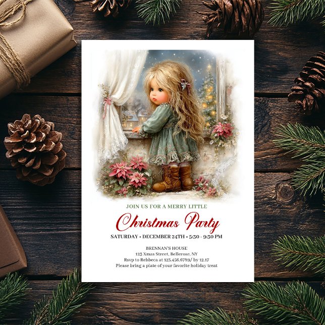 Convite Clássico de Férias de Inverno Gracioso par (Graceful Winter Scene Girl Classic Holiday Invite

)