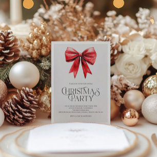 Convite Clássico de Festa de Natal com Laço Vermel