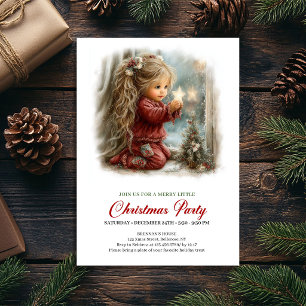 Convite Clássico de Natal para Menina Cena de Féri
