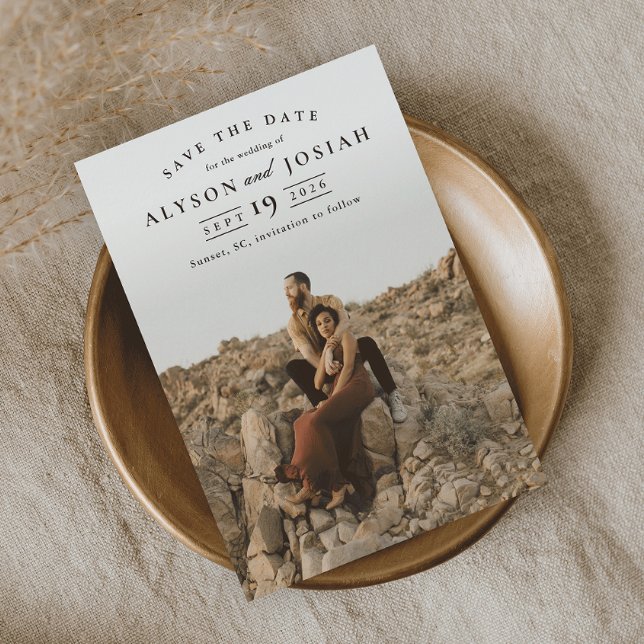 Convite Clássico Elegante Foto Casamento Salvar Data (Criador carregado)