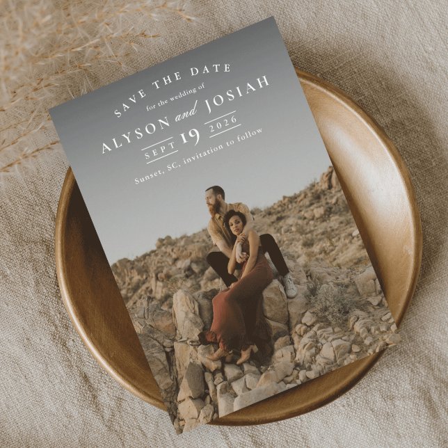 Convite Clássico Foto Elegante de Casamento Salvar a Data (Criador carregado)