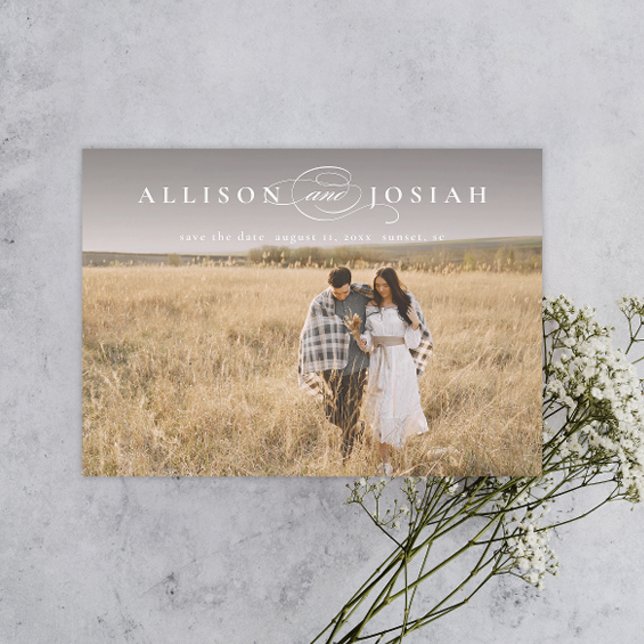 Convite Clássico Nomes de Tipografia Elegante Foto Casamen (Criador carregado)