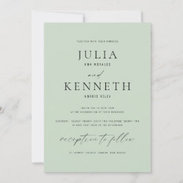 Convite Clássico Tradicional de Casamento Verde de