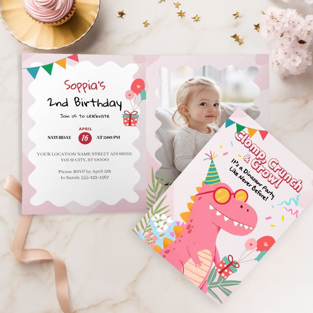 Convite Clomp, Crunch e Grol! Partido Dinossauro (Criador carregado)