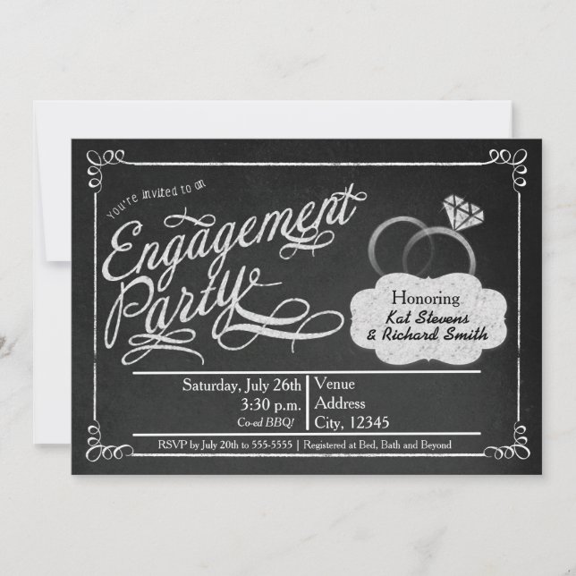 Convite Co-ed de Giz de Quadro-negro para Festa de (Frente)