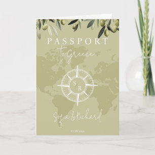 Convite Código QR Casamento Grécia Passaporte Mapa Mundial