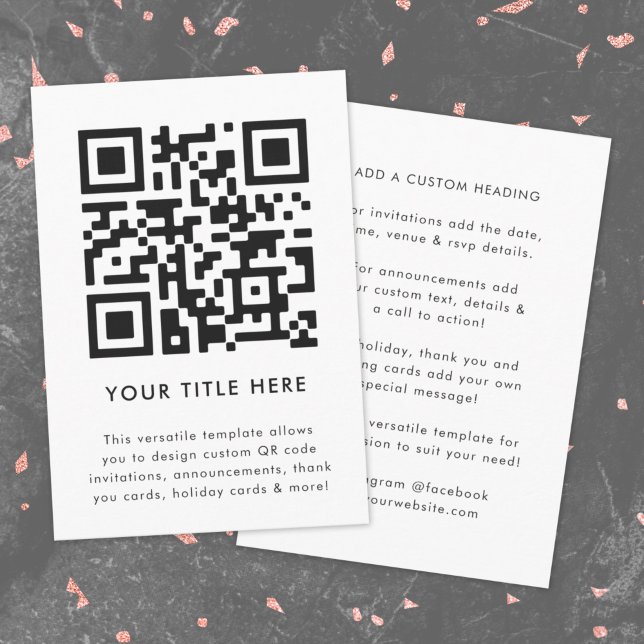 Convite Código QR | Convite Versátil para Digitali (Modern smart QR code white invitation template by Guava - versatile, stylish, and customizable)