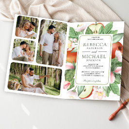 Convite Código QR de Casamento Pomar de Maçã Vermelha Flor