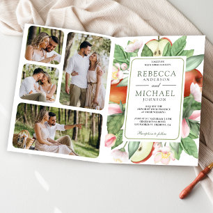 Convite Código QR de Casamento Pomar de Maçã Vermelha Flor