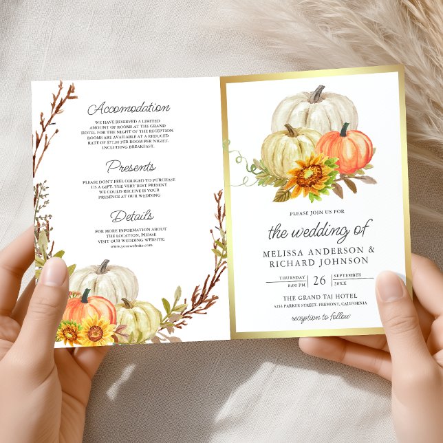 Convite Código QR de Girassóis Rústicos Abóbora Casamento (Criador carregado)