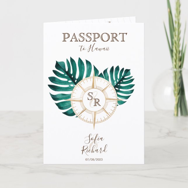 Convite Código QR de Passaporte de Casamento de Destino de (Frente)