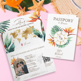 Convite Código QR do Passaporte de Casamento de Destino de