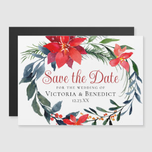 Convite Código QR do site de grinalda de poinsettia de Nat