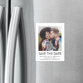 Convite Código QR e Foto Chic Simples Casamento Salvar a D