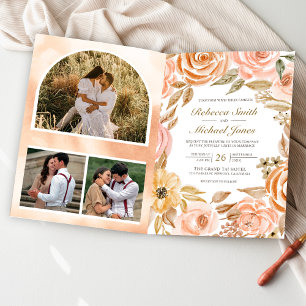 Convite Código QR Floral Rústico Terroso Outono Casamento