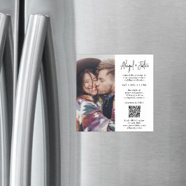 Convite Código QR Mínimo Moderno e Foto Tudo em Um Casamen