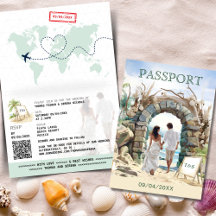 Código QR Passaporte de Casamento de Praia Destino
