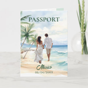 Convite Código QR Passaporte de Casamento de Praia México 