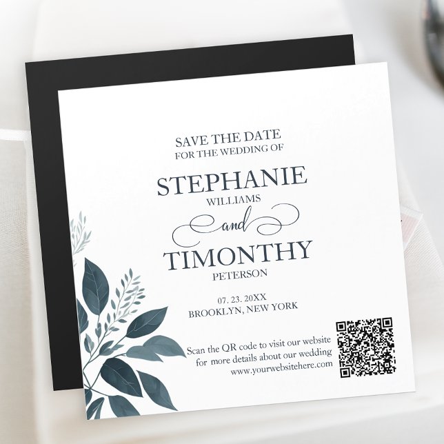 Convite Código QR Simples Moderno Salva a Data Casamento A (Make your wedding planning stress-free with this Save the Date magnet invitations featuring QR code.)