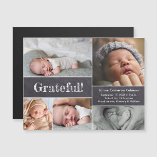 Convite Colagem de fotografias magnéticas Grateful baby