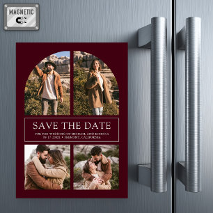 Convite Colagem de Fotos de Arco Borgonha para Casamento S