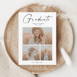 Convite Colagem de Fotos de Graduado com Letra Elegante Gr