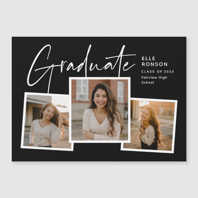 Convite Colagem de Fotos de Gradução com Letra Moderna For (Frente)
