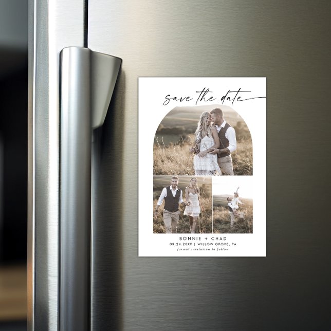 Convite Colagem de Fotos do Arch do Modern Boho Salve a Da (Criador carregado)