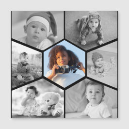 Convite Colagem de Fotos em Hexágono Preto e Branco