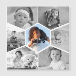 Convite Colagem de Fotos em Hexágono Preto e Branco