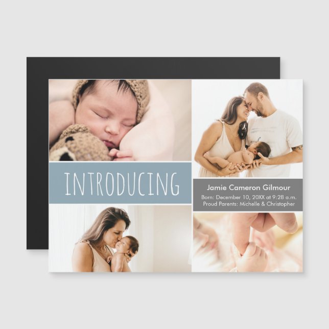 Convite Colagem de fotos magnéticas Apresentando o Blue Ba (Frente/Verso)