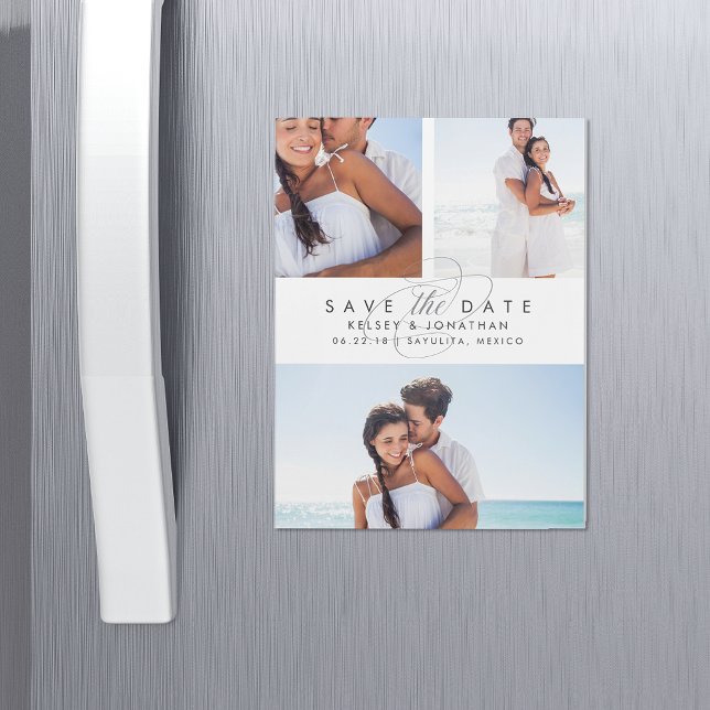 Convite Colagem de Fotos Simplesmente Elegante Salve a Dat (Criador carregado)