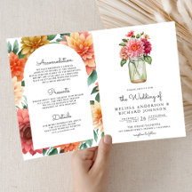 Colorida Dahlia Floral Jarro de Mason Código QR Ca