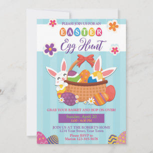 Convite Colorido à Caça de Ovos de Páscoa Colorida