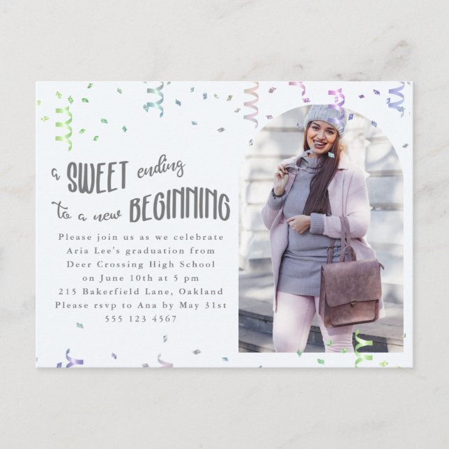 Convite Colorido à Festa de formatura Confetti (Frente)