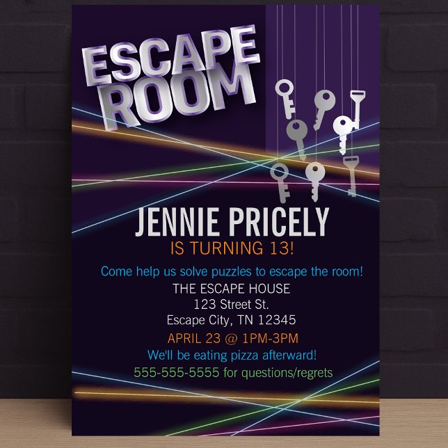 Convite Colorido à Sala de Escape (Colorful Escape Room Invitation
)