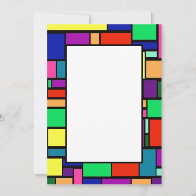Convite colorido da beira 1 dos quadrados (Frente)