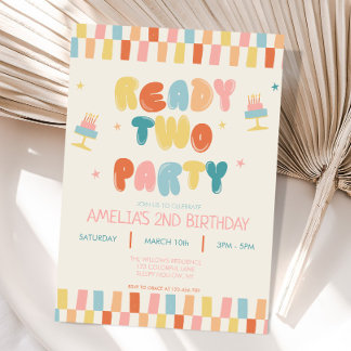Convite Colorido de 2º Aniversário Ready Two Party