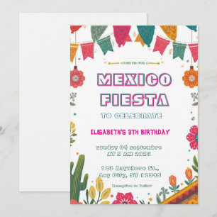 Convite Colorido de Aniversário Fiesta Mexicana