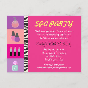 Convite Colorido de Aniversário para Festa de Spa